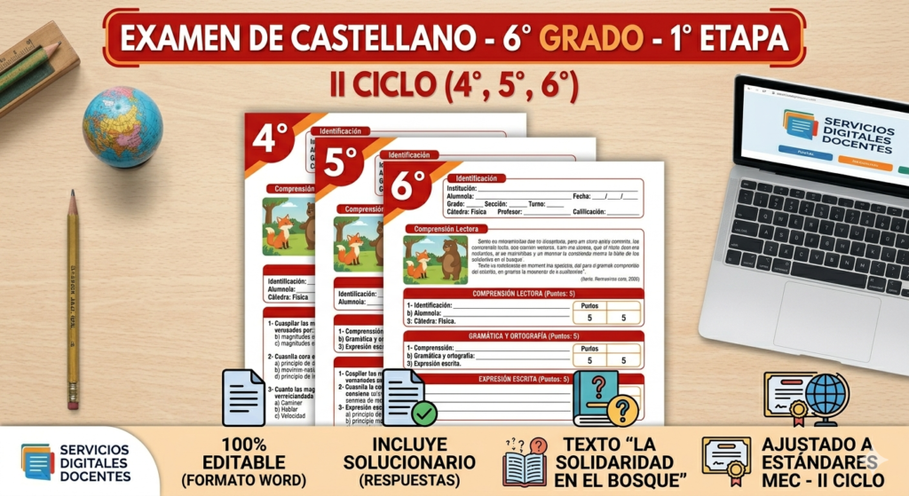 examen castellano 2 ° ciclo