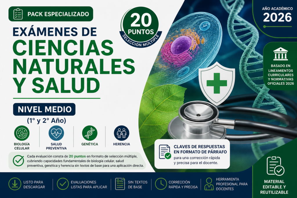 exámenes nivel medio ciencias naturales y salud